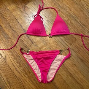 Victoria secret pink swim bikini with gold chain